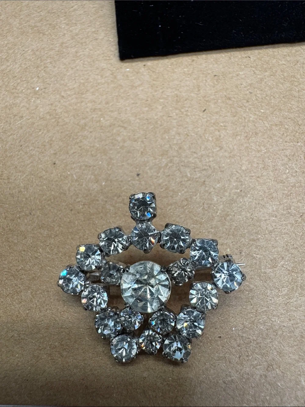 Vintage Sterling Crystal Cluster Brooch and Earring Set
